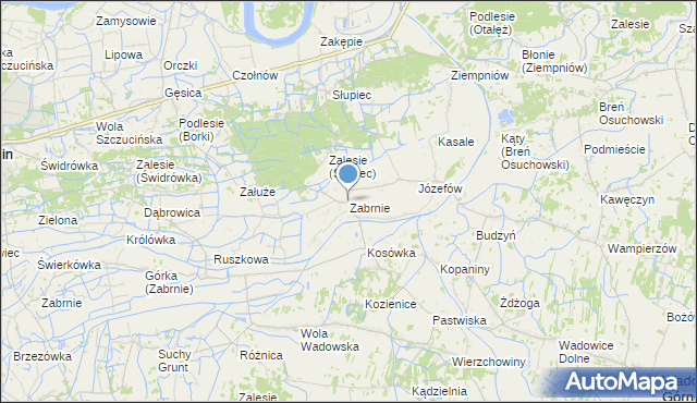 mapa Zabrnie, Zabrnie gmina Wadowice Górne na mapie Targeo